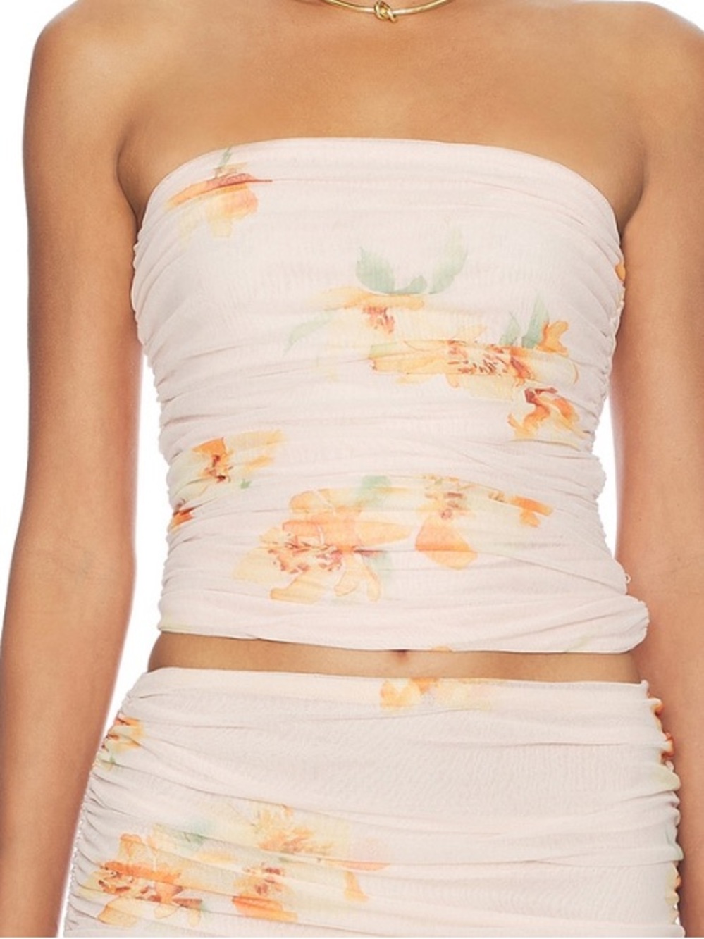 MAJORELLE Blush Pink tube top with Orange Floral
